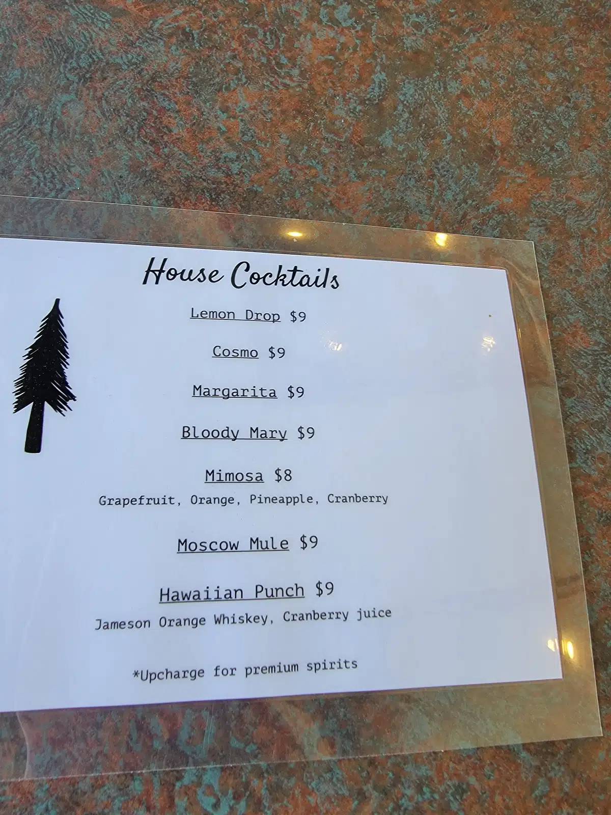 Timbers Bar and Grill Menu